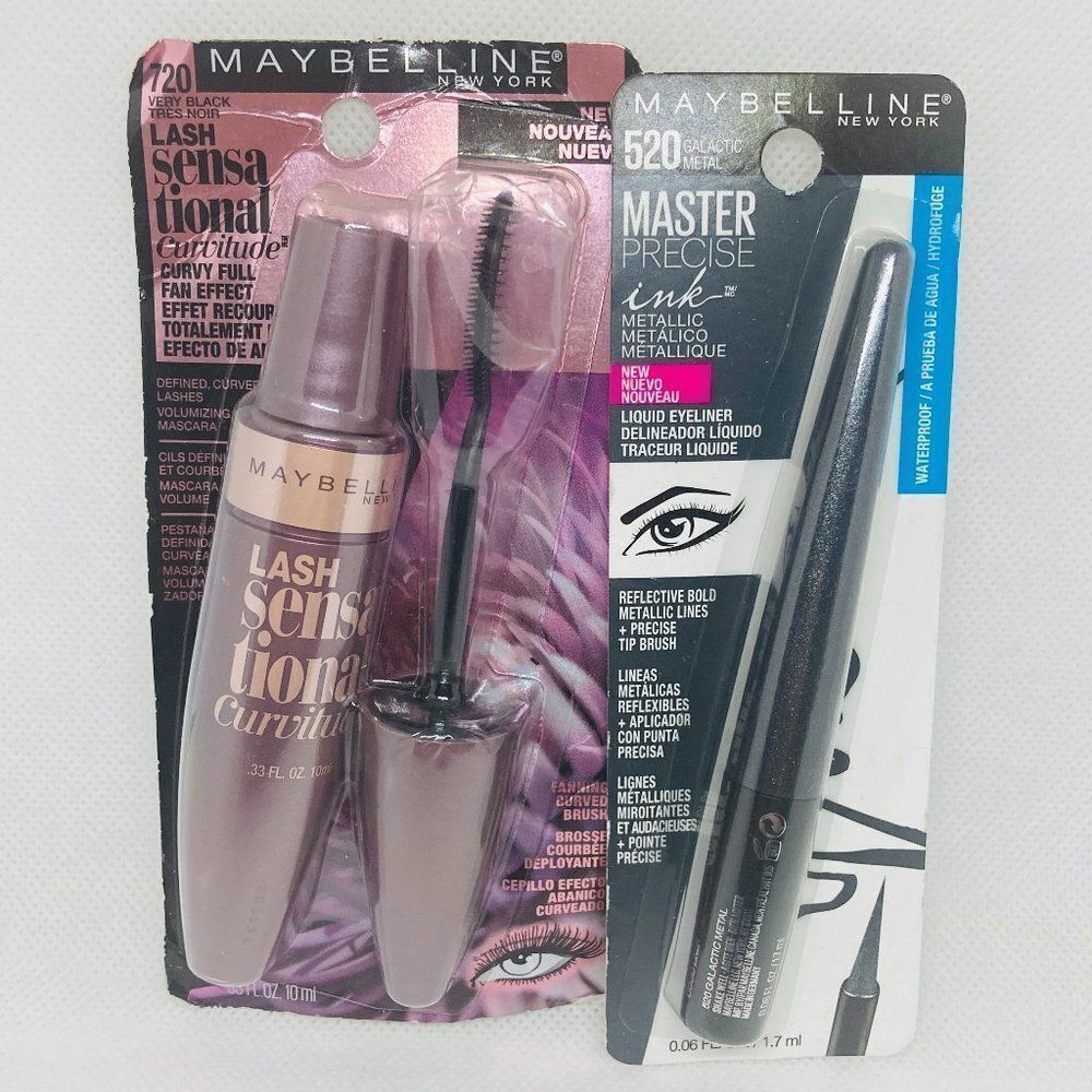 MAYBELLINE Lot Lash Sensation Ver Black 720 Liquid Eyeliner 520 Galactic Metal